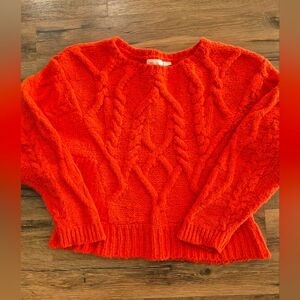 Cozy Orange Cable Knit Sweater